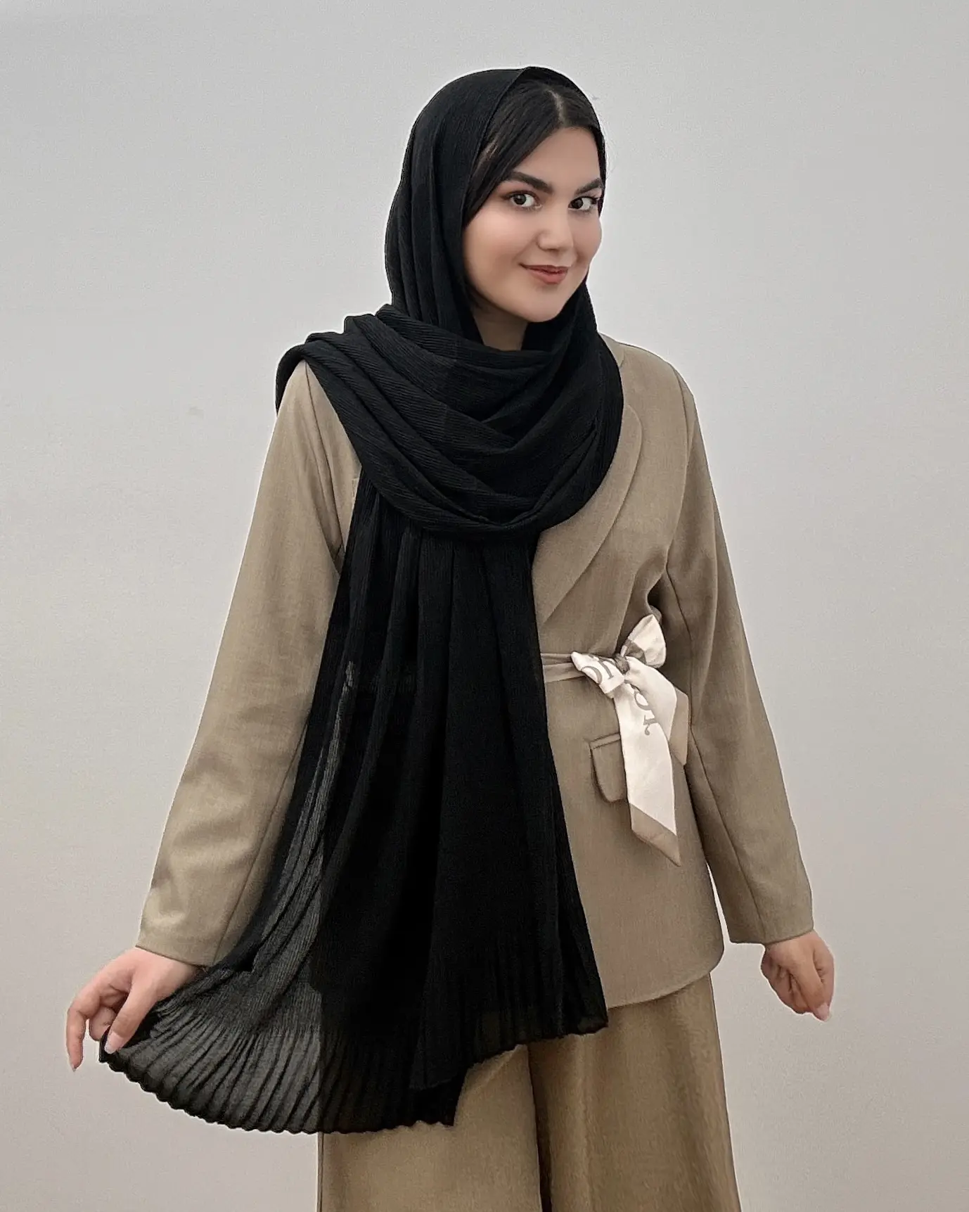 شال دنیز چین دار